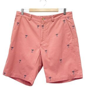 J. McLaughlin Chino Bermuda Shorts Cotton Embroidered Martinis Coral Size 34